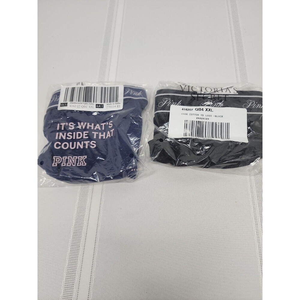 PINK Logo Band Hiphhuggers 2 Pair CottonModal Black~Navy Size XXL New In Package